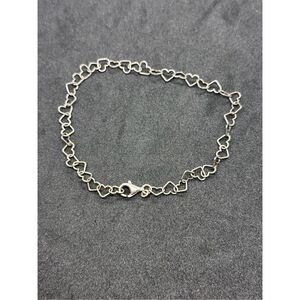 Beautiful RARE VINTAGE 925 Sterling silver heart chain bracelet heart connector